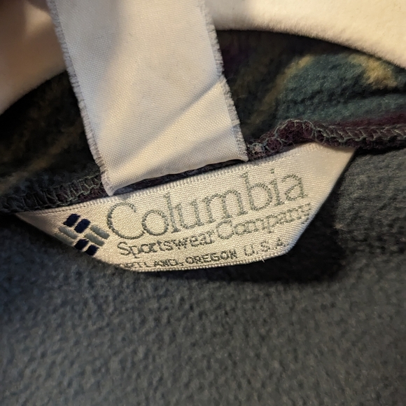 Vintage Columbia Fleece Zip Up Sweatshirt Teal and Purple women's size large - Picture 5 of 7